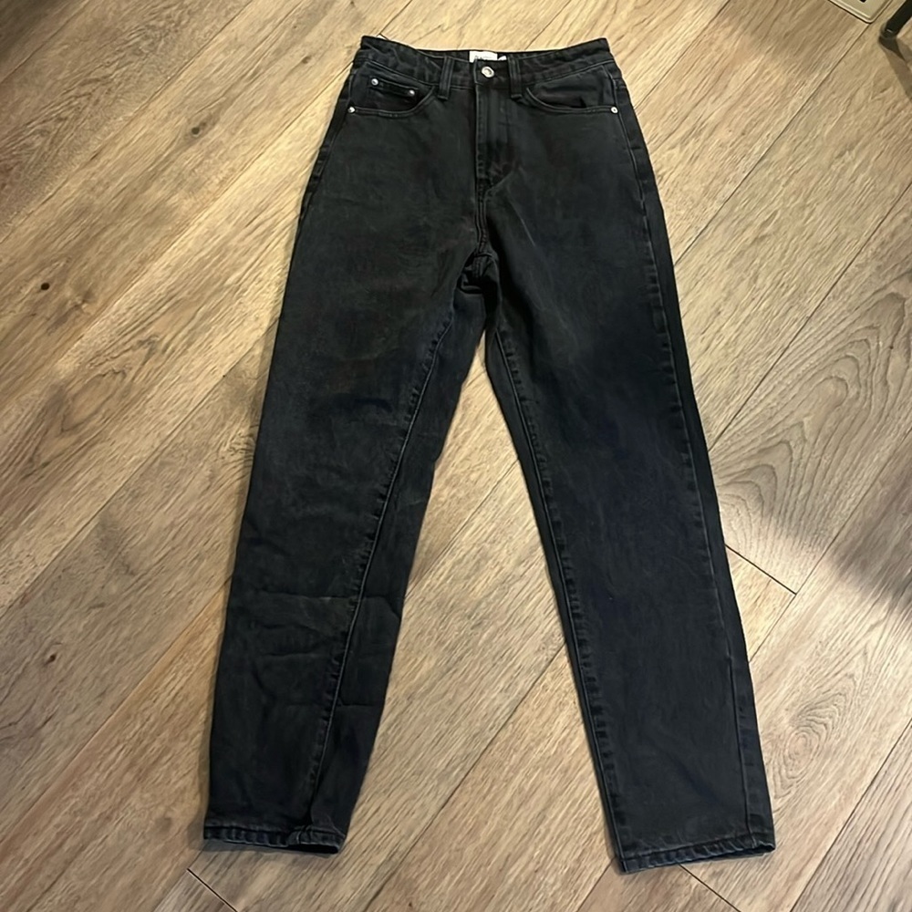 PRINCESS POLLY Black High rise straight leg jeans, size 2